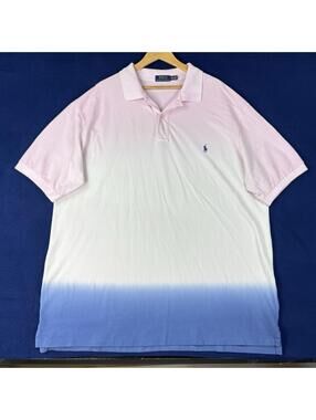 Polo Ralph Lauren Polo Shirt Men 3XLT Pink Blue Ombre Big Tall Casual Preppy